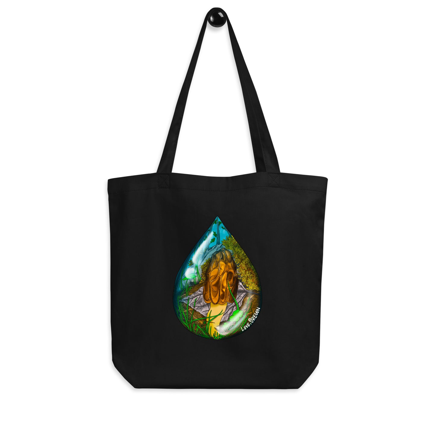 Morel Mushroom Raindrop | Eco-Friendly Tote Bag | Beautiful Mushroom Artwork