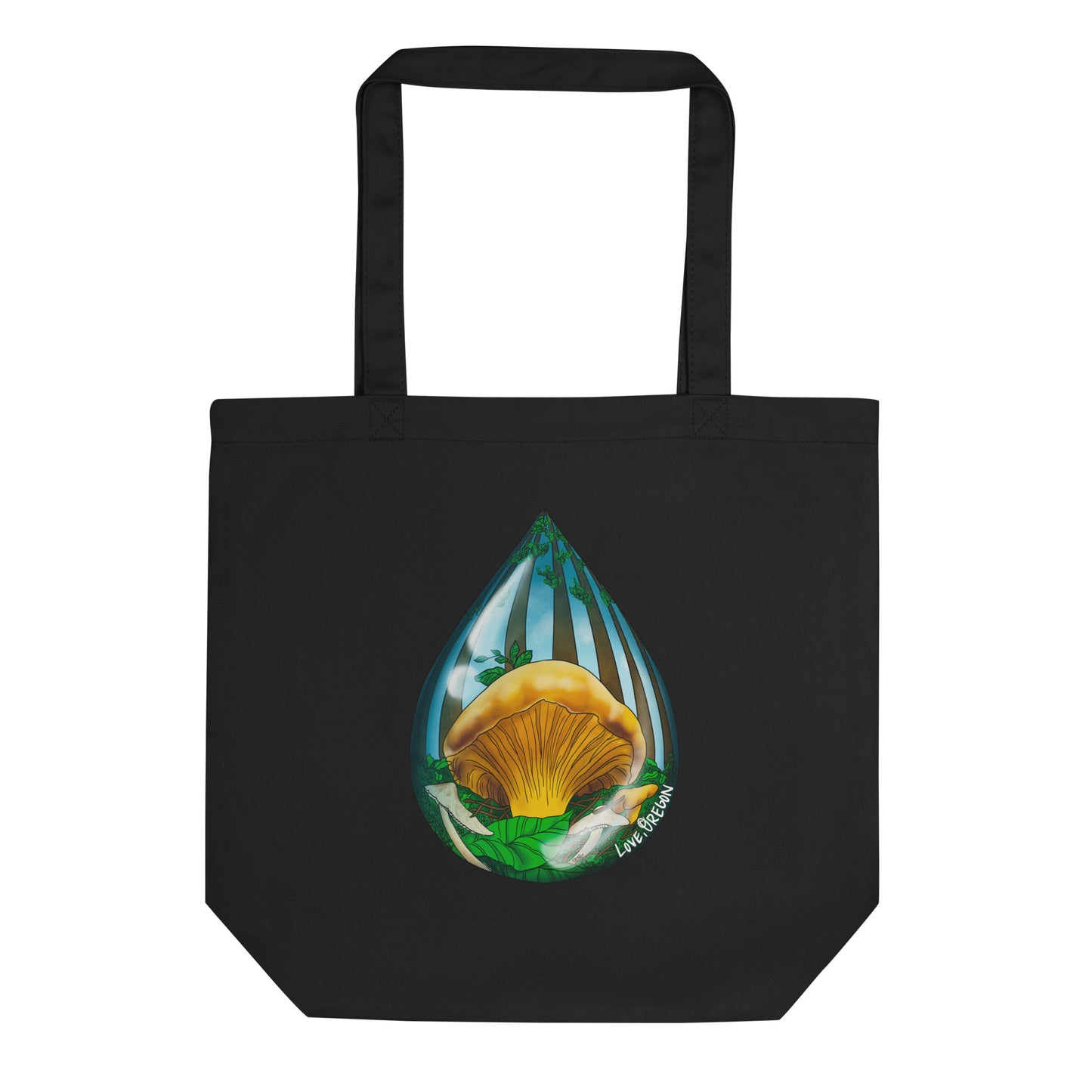 Chanterelle Mushroom Raindrop | Eco-Friendly Tote Bag | Beautiful Mushroom Artwork