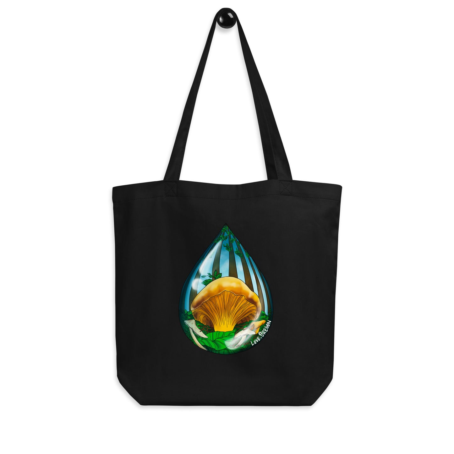 Chanterelle Mushroom Raindrop | Eco-Friendly Tote Bag | Beautiful Mushroom Artwork