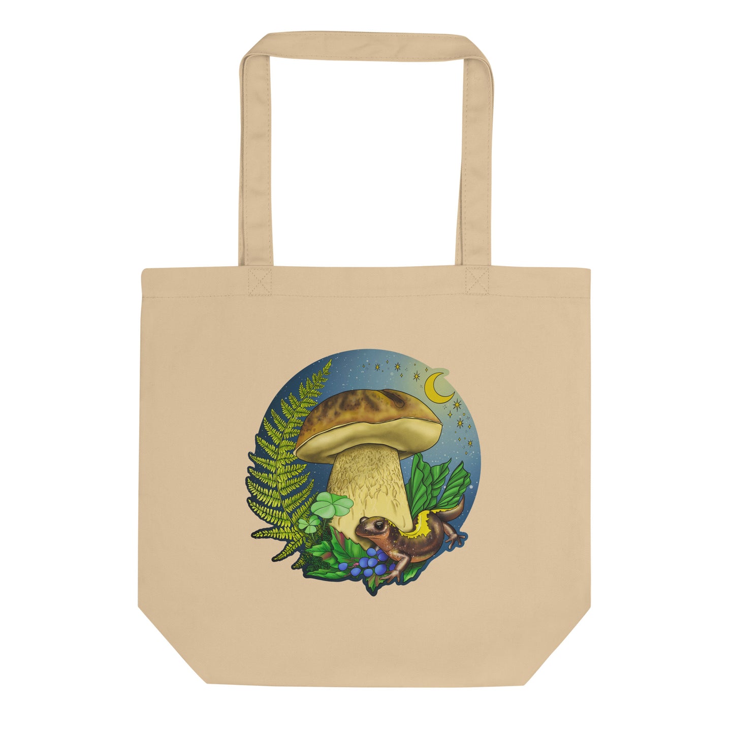 Porcini Mushroom and Salamander | Eco-Friendly Tote Bag | Beautiful Mushroom Artwork