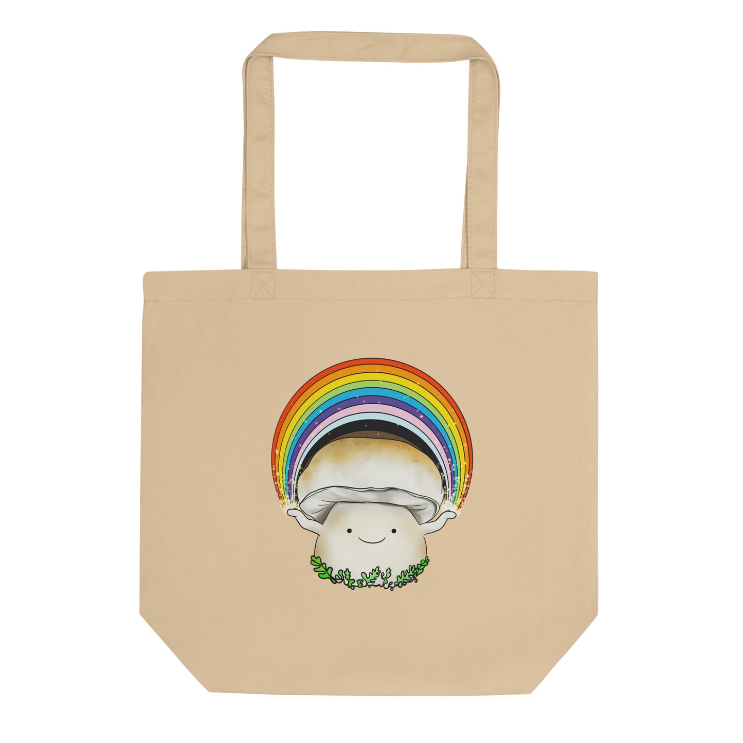 Porcini Mushroom Holding Pride Rainbow | Eco-Friendly Tote Bag | Adorable Pride Mushroom Artwork