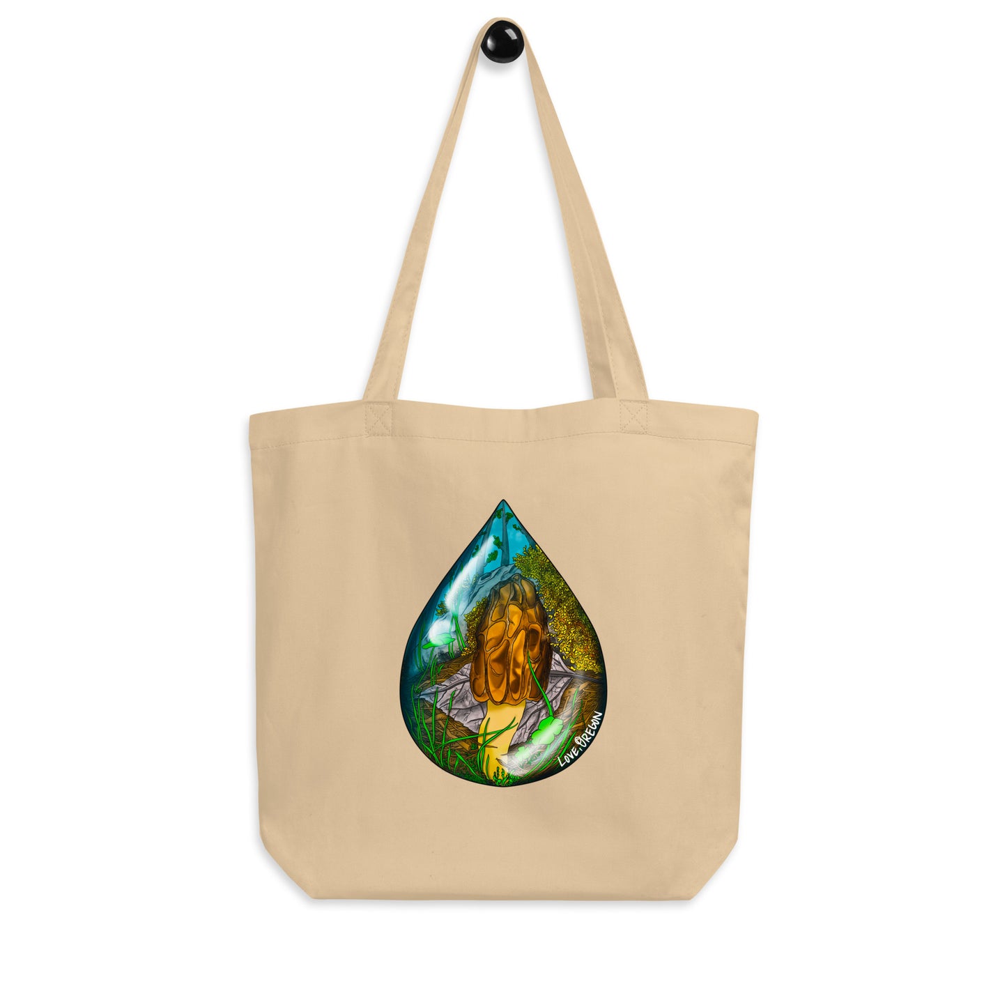 Morel Mushroom Raindrop | Eco-Friendly Tote Bag | Beautiful Mushroom Artwork