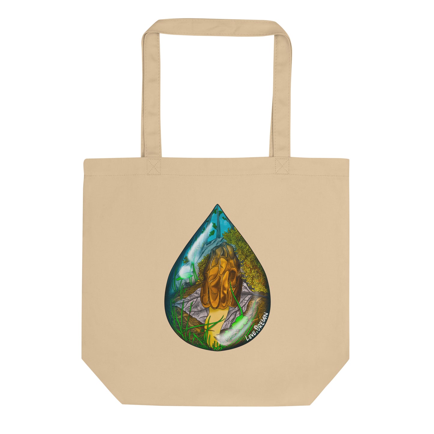 Morel Mushroom Raindrop | Eco-Friendly Tote Bag | Beautiful Mushroom Artwork