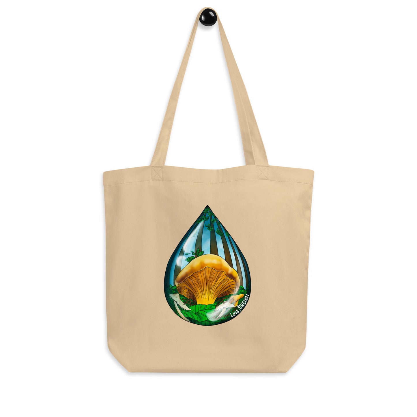 Chanterelle Mushroom Raindrop | Eco-Friendly Tote Bag | Beautiful Mushroom Artwork