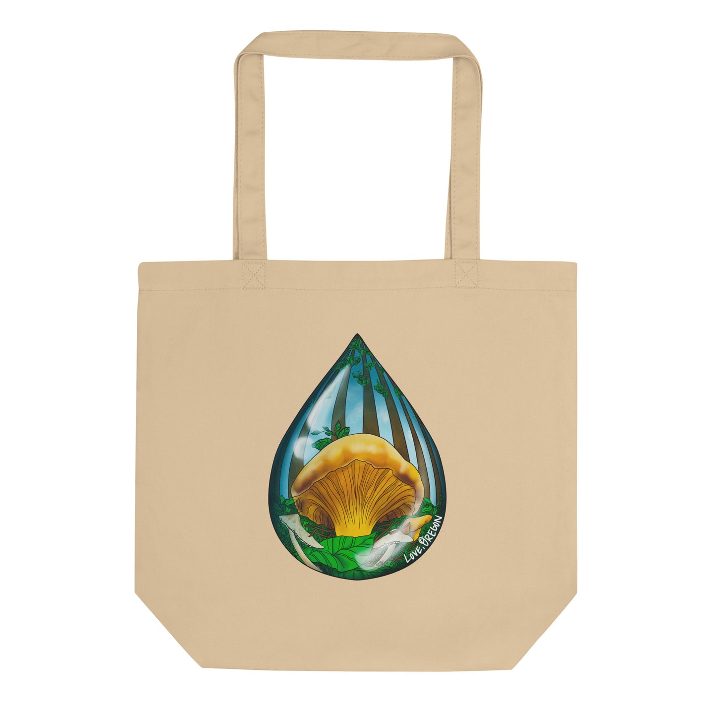 Chanterelle Mushroom Raindrop | Eco-Friendly Tote Bag | Beautiful Mushroom Artwork