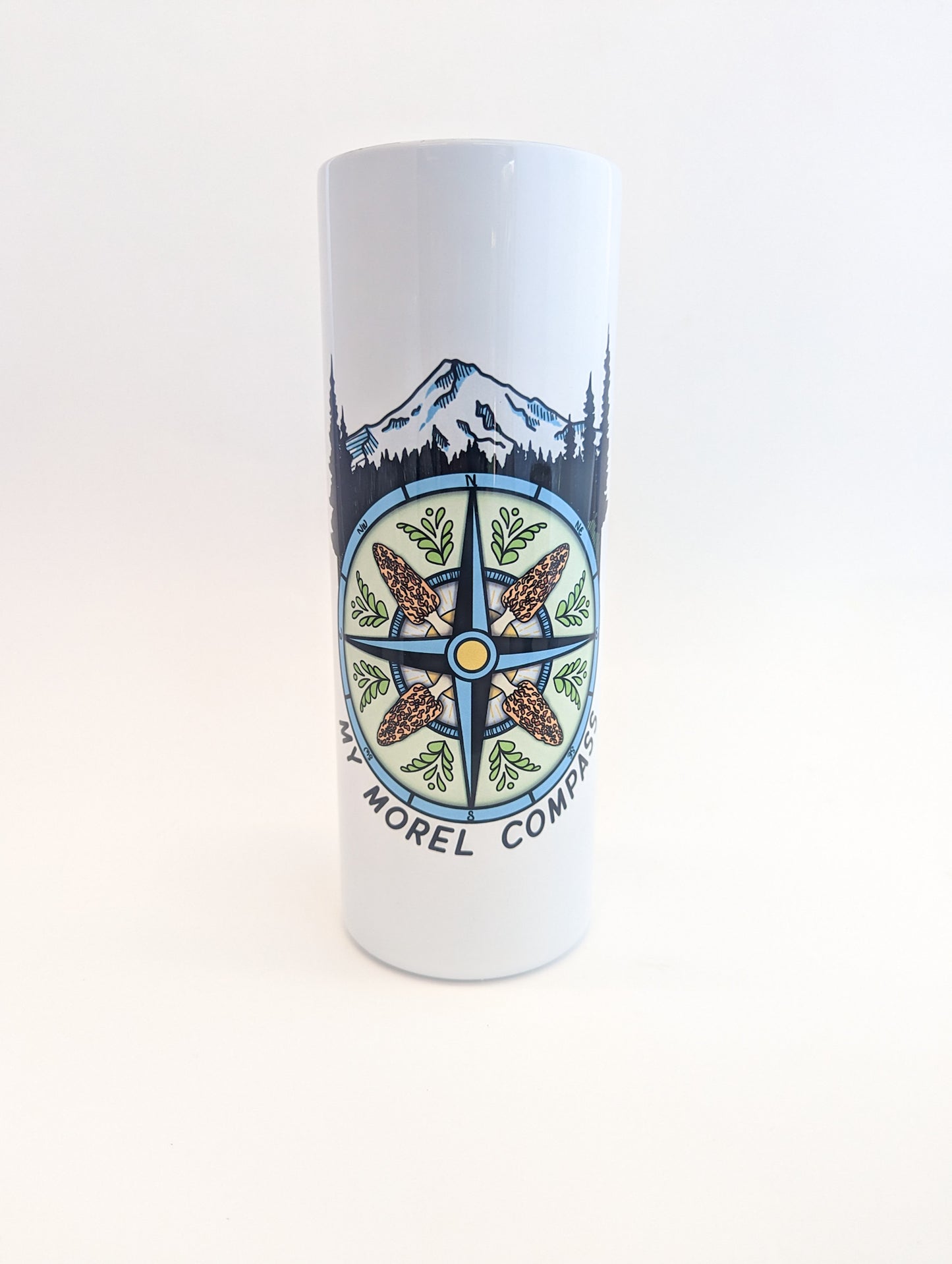 My Morel Compass | 20oz Stainless Steel Skinny Tumbler | Funny Morel Mushroom Artwork