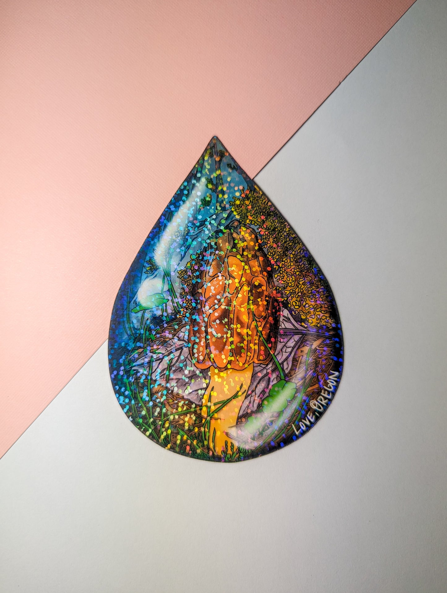 "Love, Oregon" Sticker Set | Mushroom Raindrop Sticker Collection | Morel, Chanterelle, Porcini