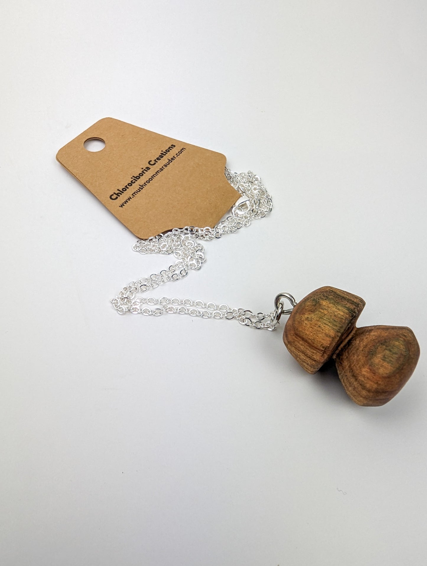 Naturally Fungus-Stained Wooden Pendant | Porcini Mushroom #3