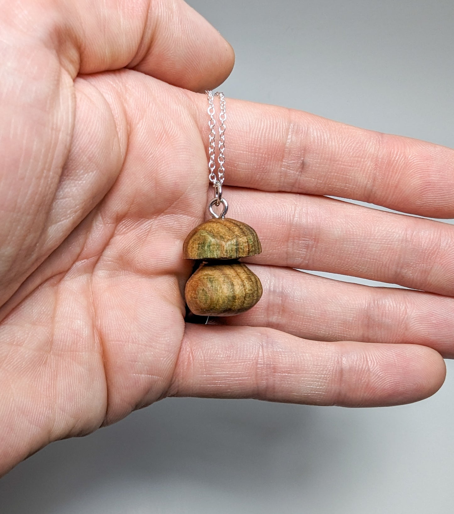 Naturally Fungus-Stained Wooden Pendant | Porcini Mushroom #8