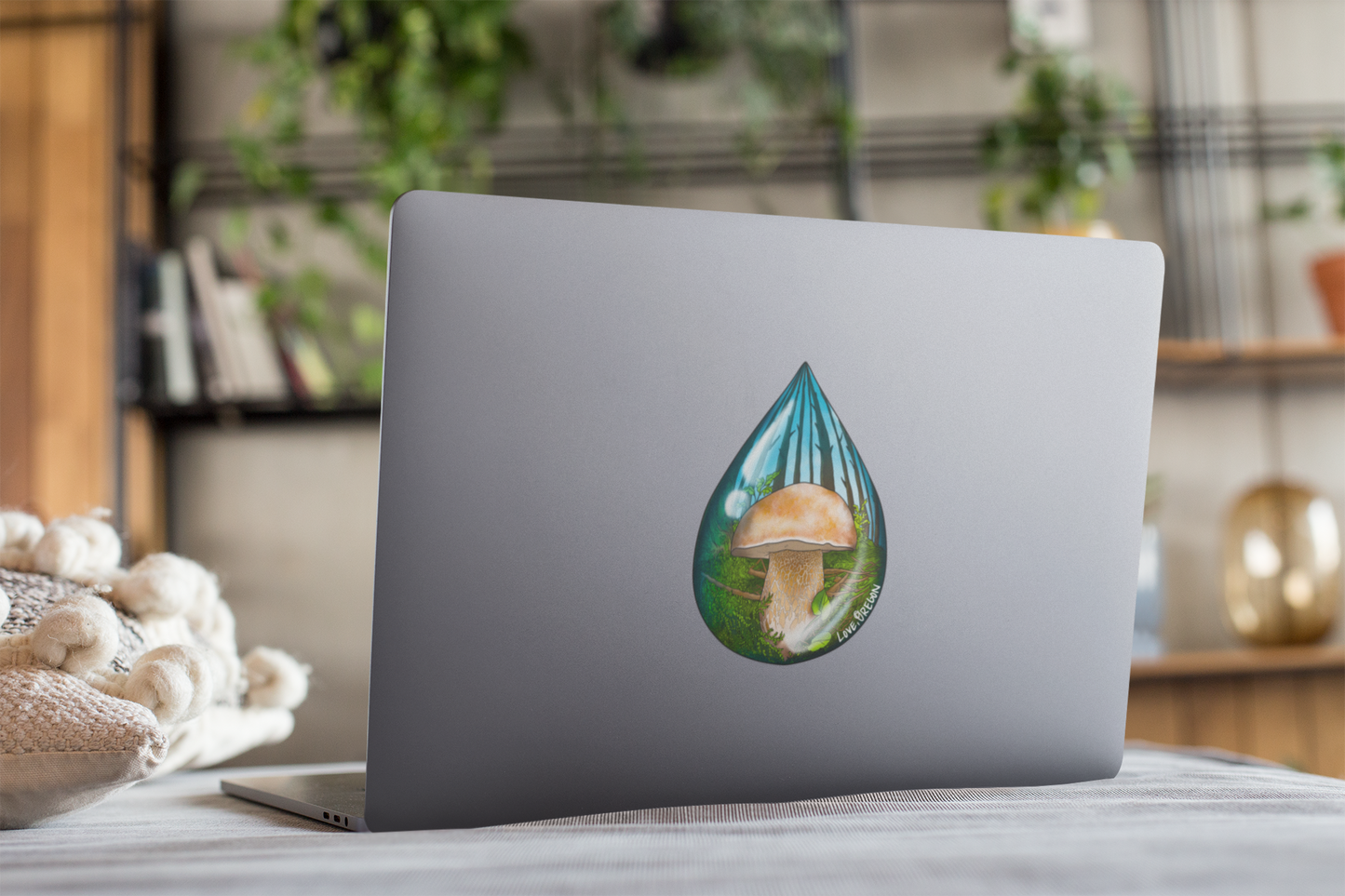 Porcini Mushroom Raindrop Sticker | "Love, Oregon" Realistic Mushroom Artwork