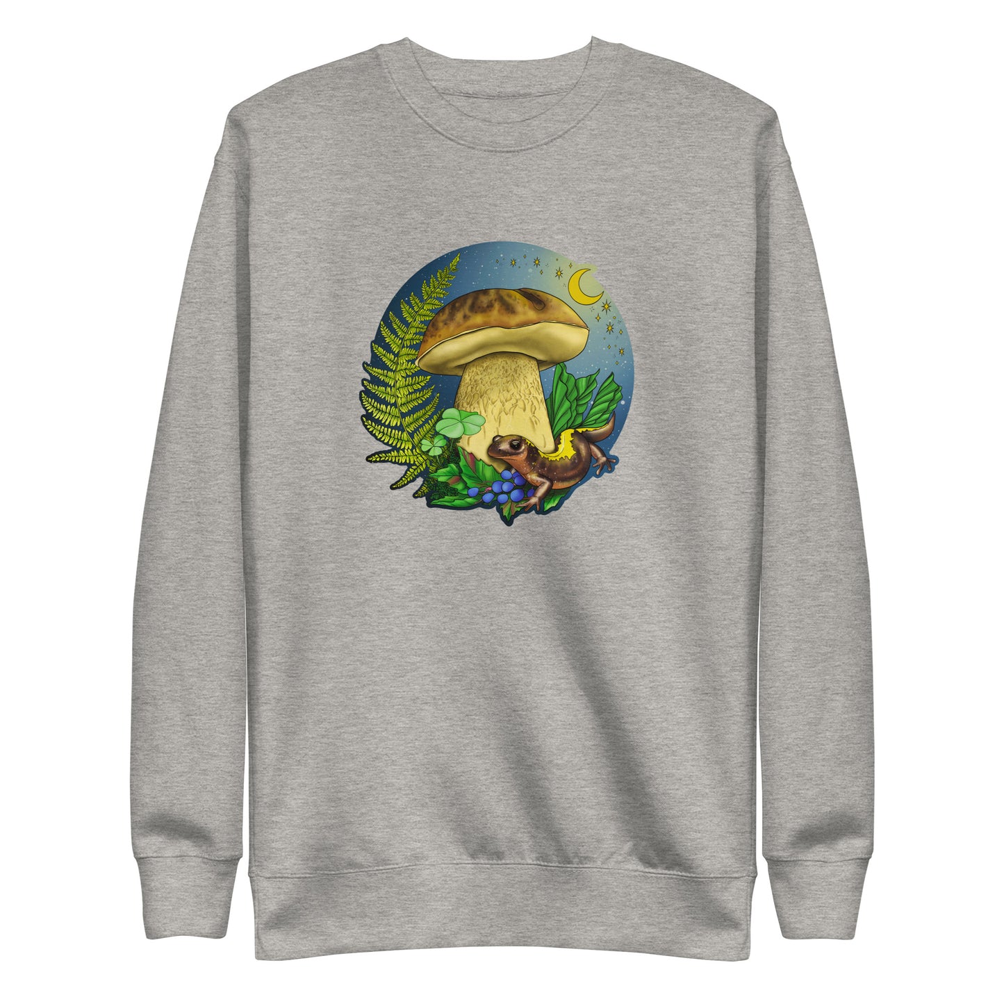 Porcini Mushroom and Salamander | Unisex Premium Sweatshirt | Beautiful Mushroom Apparel