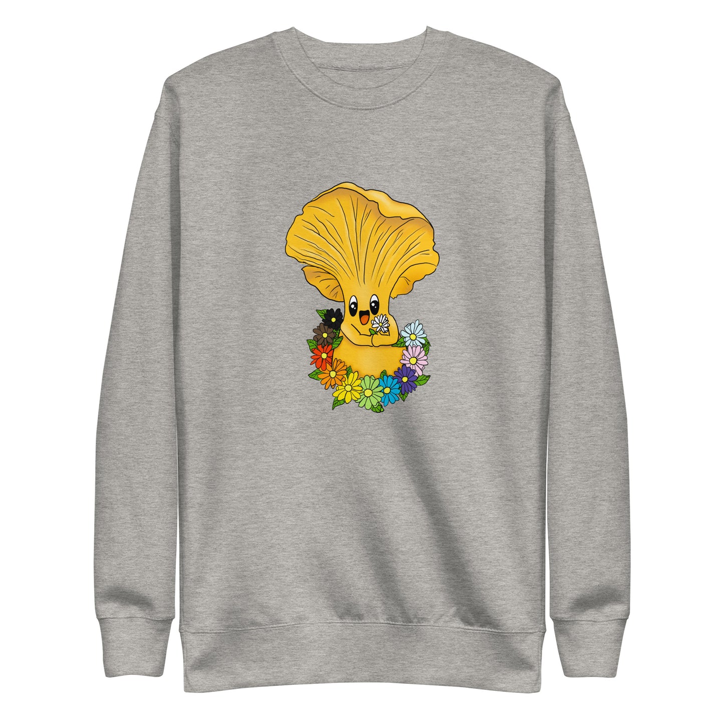 Chanterelle Mushroom w/Pride Rainbow Flowers | Unisex Sweatshirt | Adorable Pride Mushroom Apparel