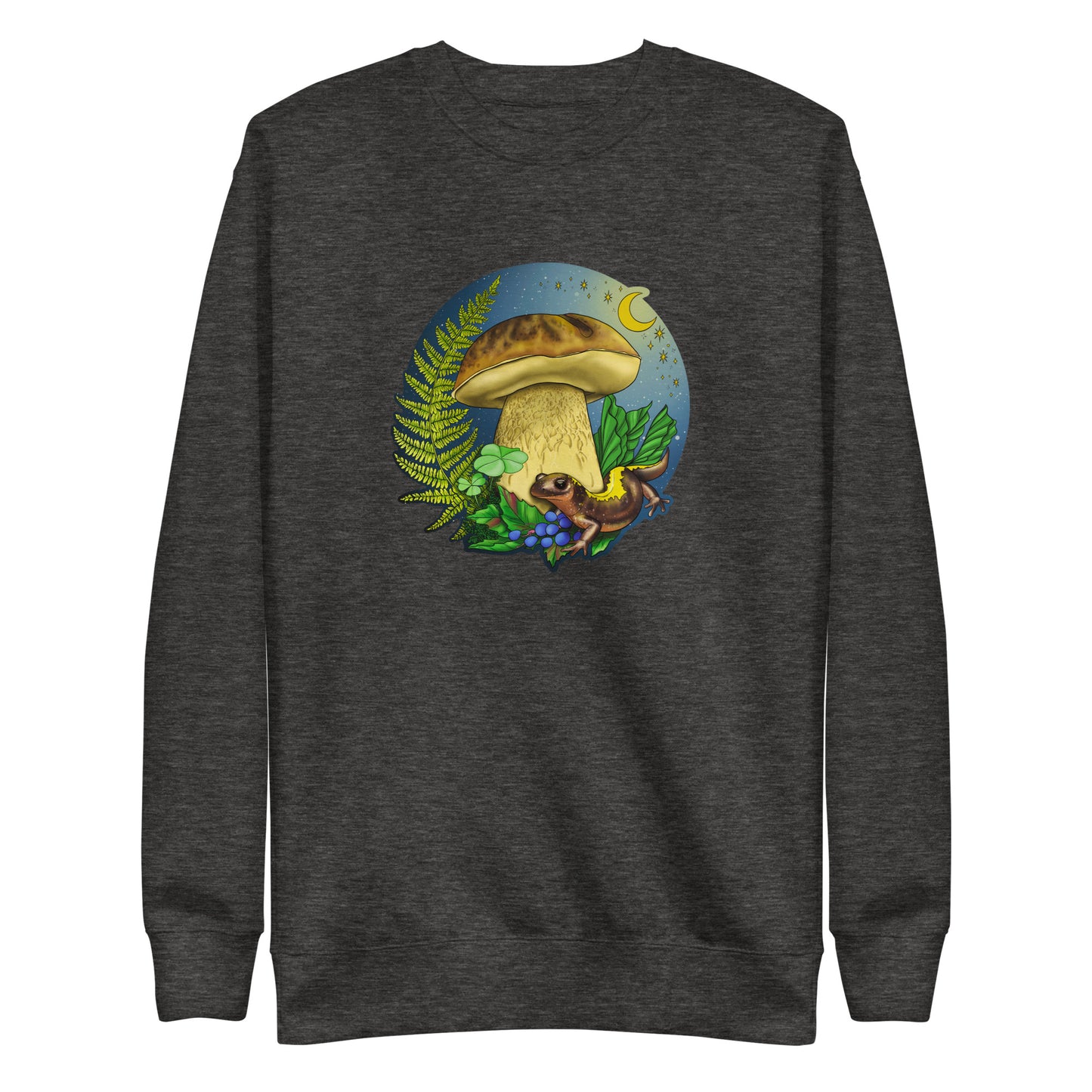 Porcini Mushroom and Salamander | Unisex Premium Sweatshirt | Beautiful Mushroom Apparel