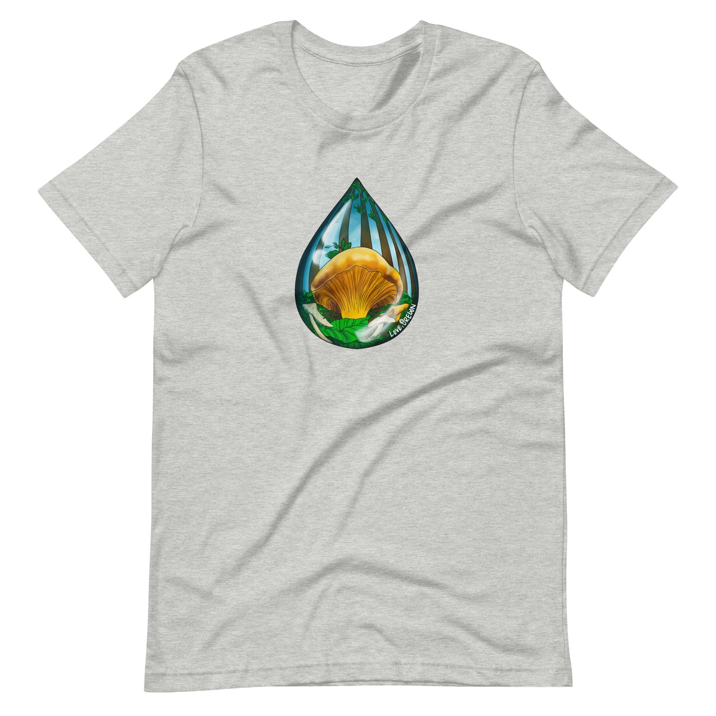 Chanterelle Raindrop | Unisex t-shirt | Love, Oregon | Beautiful Mushroom Apparel