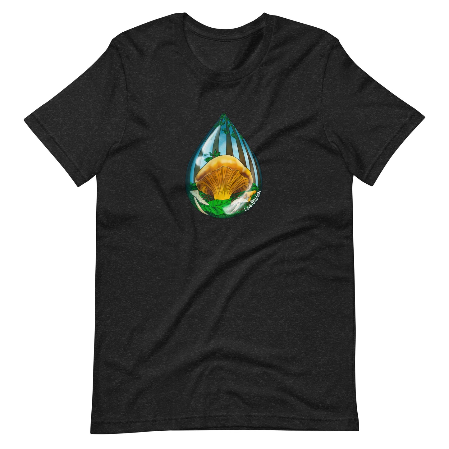 Chanterelle Raindrop | Unisex t-shirt | Love, Oregon | Beautiful Mushroom Apparel