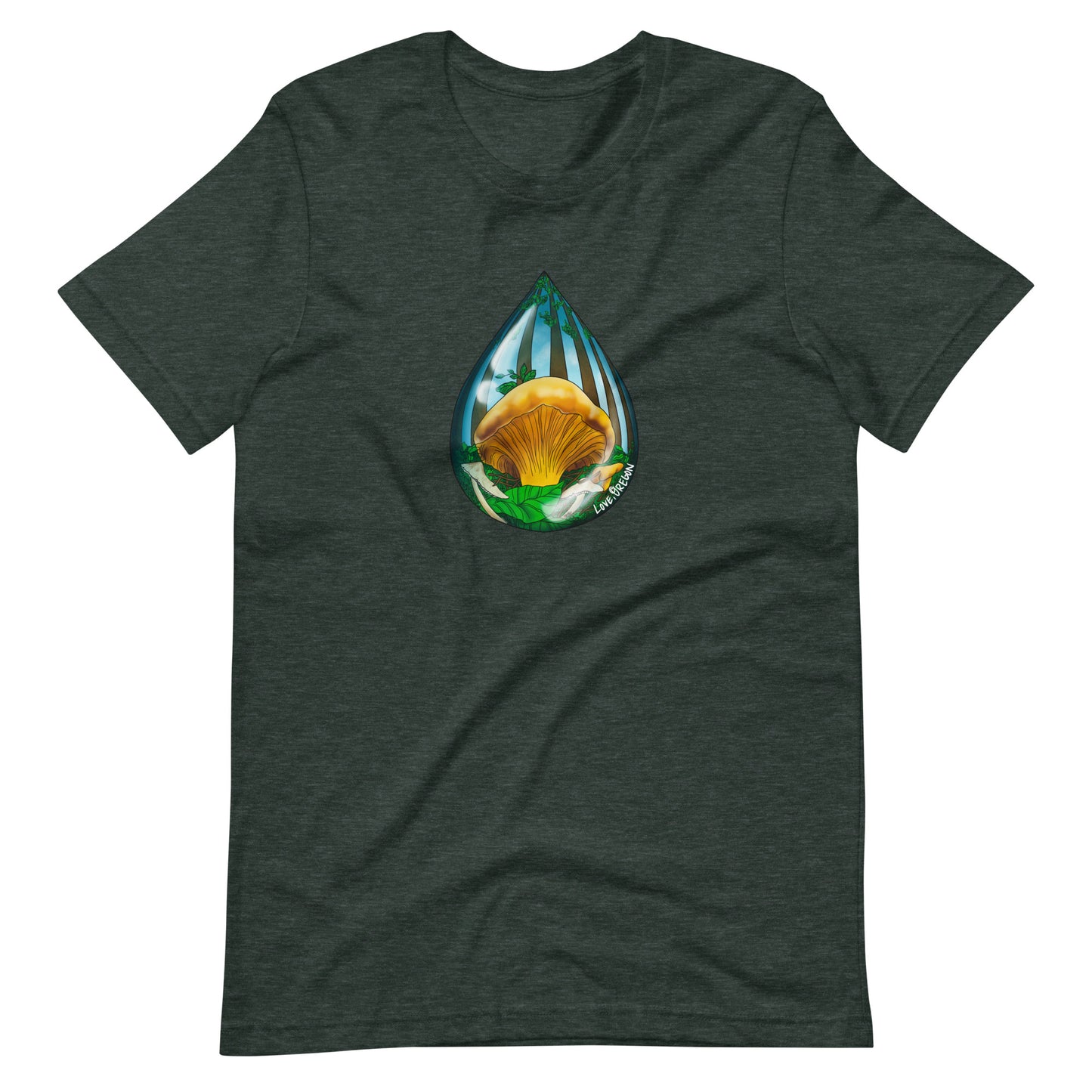 Chanterelle Raindrop | Unisex t-shirt | Love, Oregon | Beautiful Mushroom Apparel