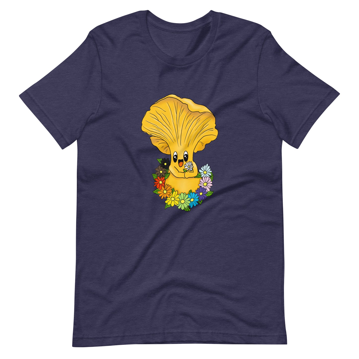 Chanterelle Pride Mushroom w/Rainbow Flowers | 100% Cotton T-Shirt | Pride Mushroom Apparel