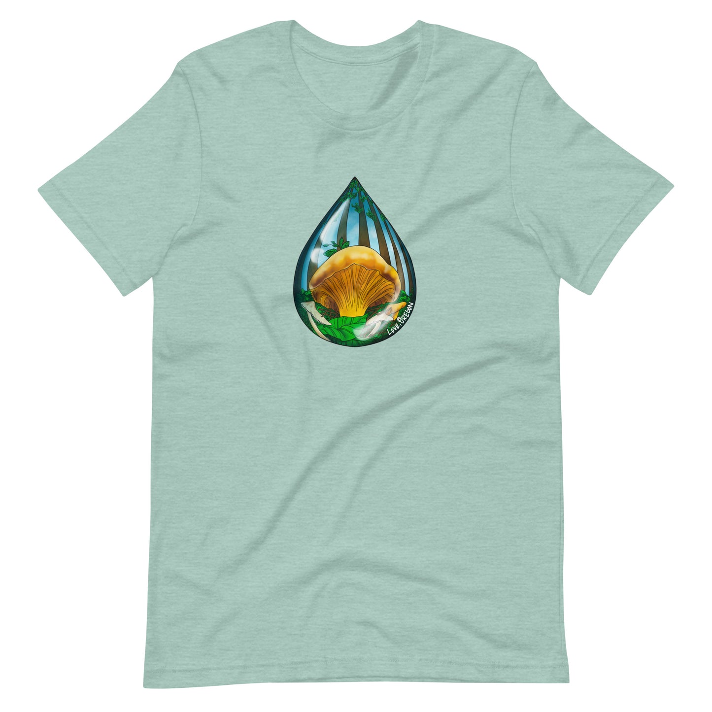 Chanterelle Raindrop | Unisex t-shirt | Love, Oregon | Beautiful Mushroom Apparel