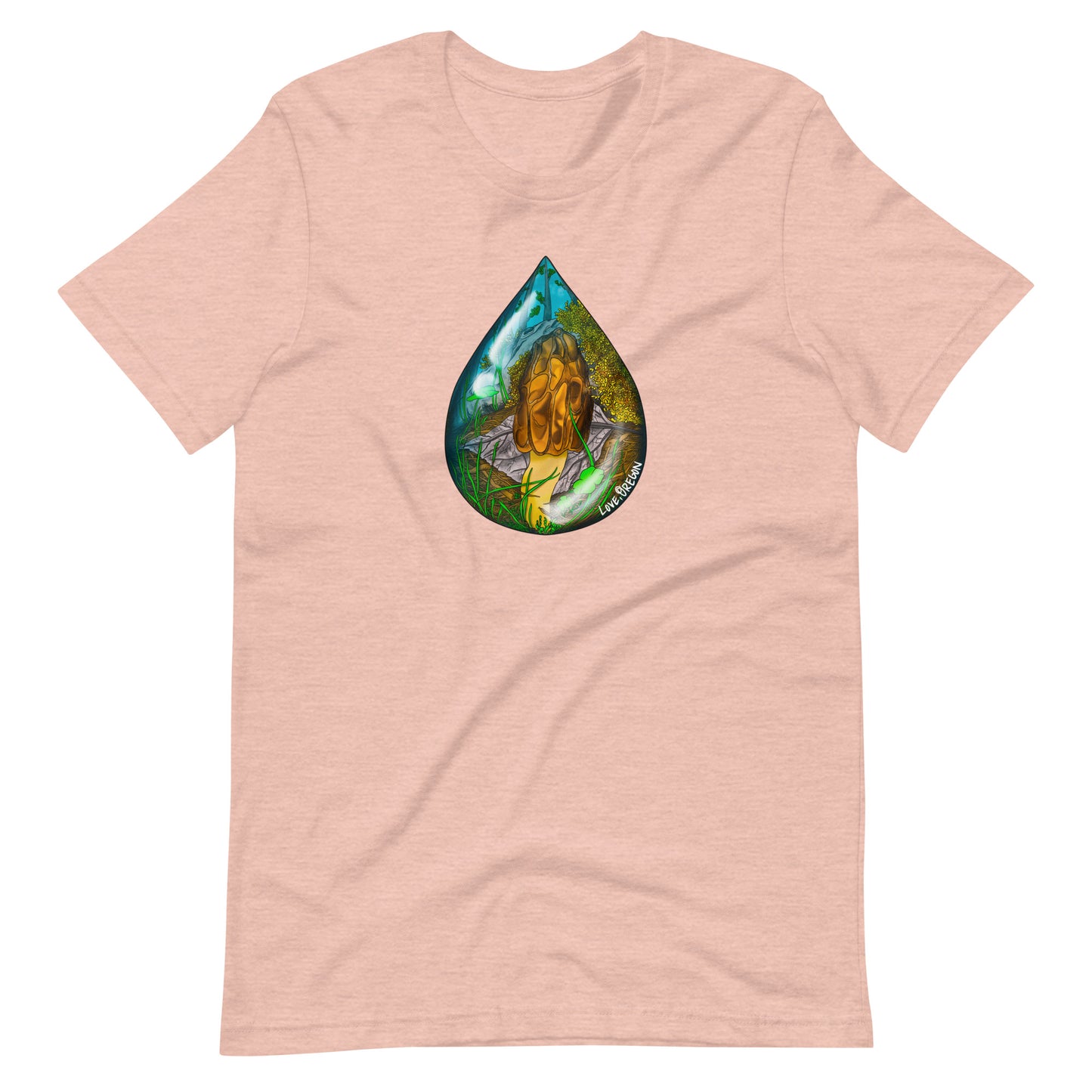 Morel Raindrop | Unisex t-shirt | Love, Oregon | Beautiful Mushroom Apparel