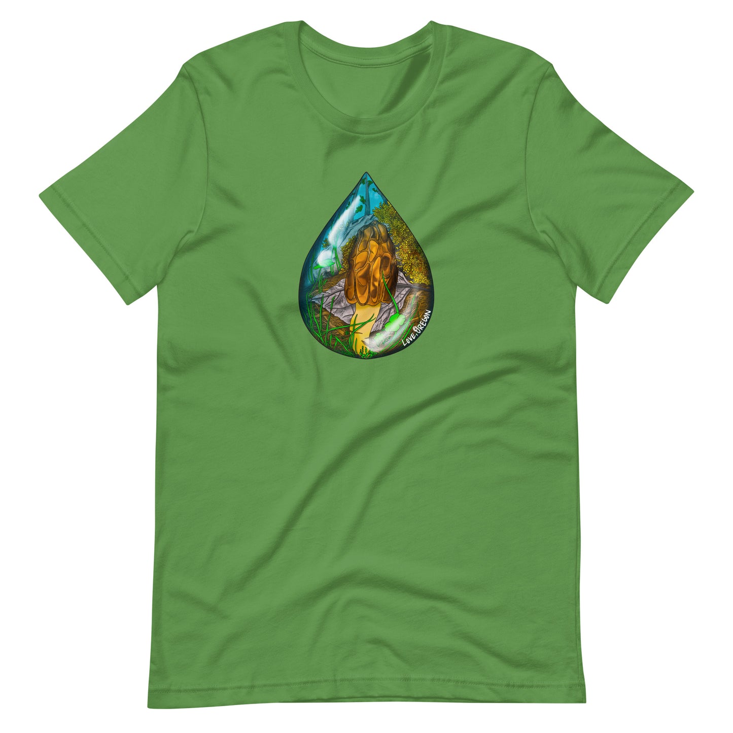 Morel Raindrop | Unisex t-shirt | Love, Oregon | Beautiful Mushroom Apparel