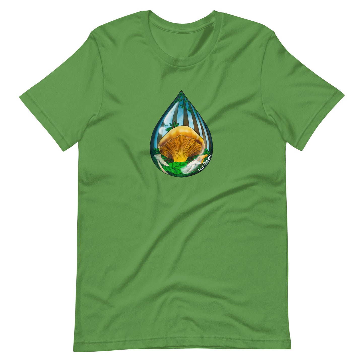 Chanterelle Raindrop | Unisex t-shirt | Love, Oregon | Beautiful Mushroom Apparel