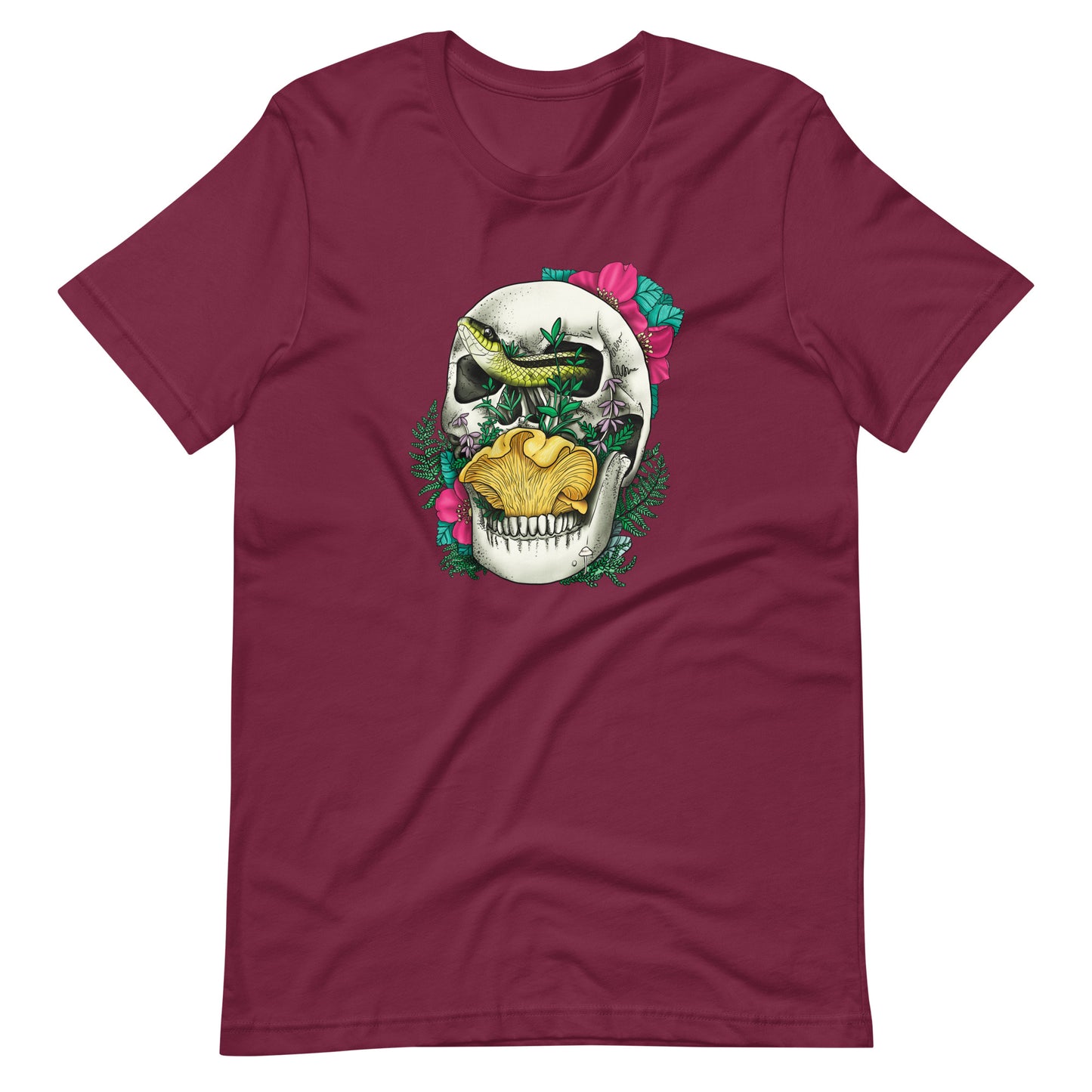 Skull, Snake and Chanterelle Mushroom | Unisex T-Shirt | Morbid Mushroom Apparel