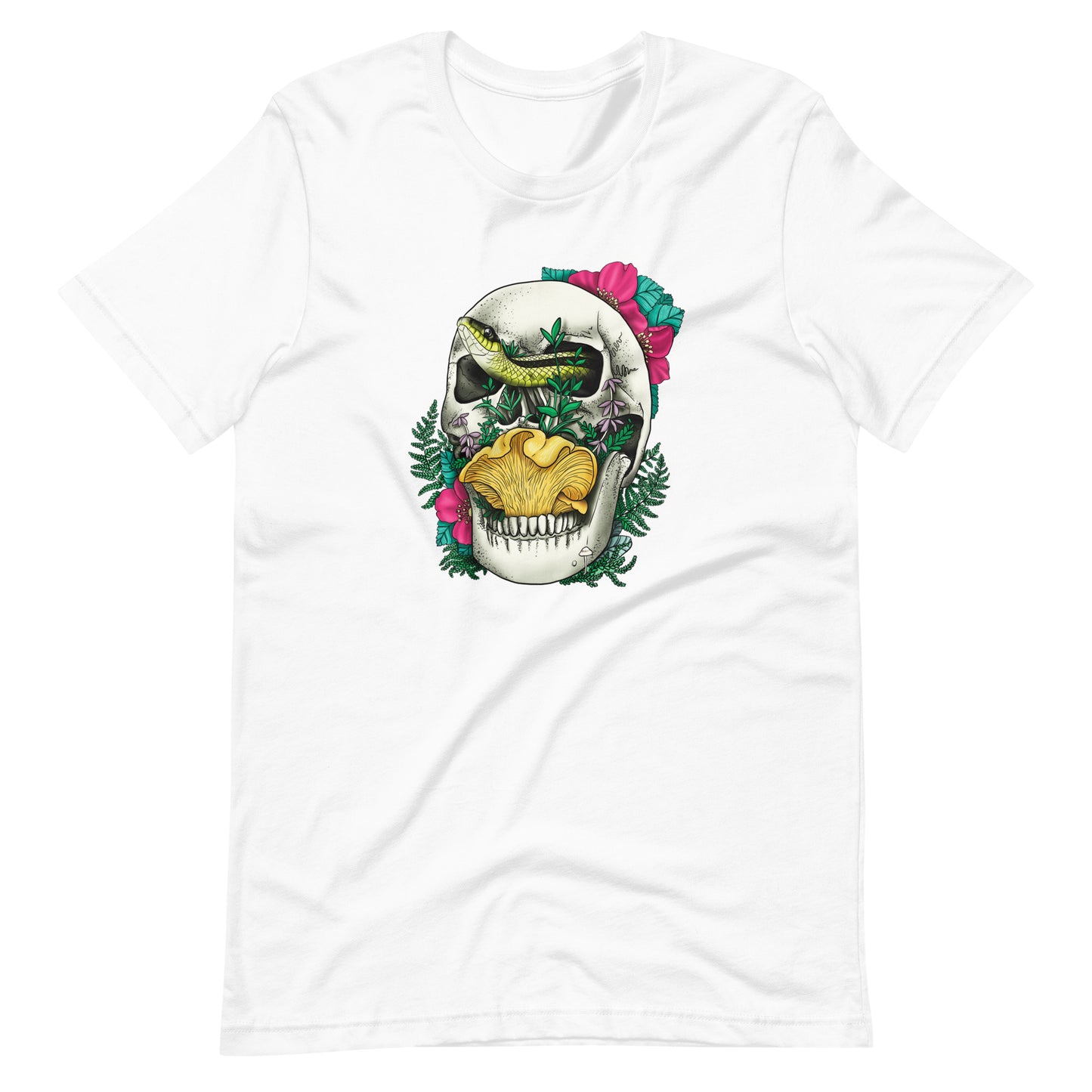 Skull, Snake and Chanterelle Mushroom | Unisex T-Shirt | Morbid Mushroom Apparel