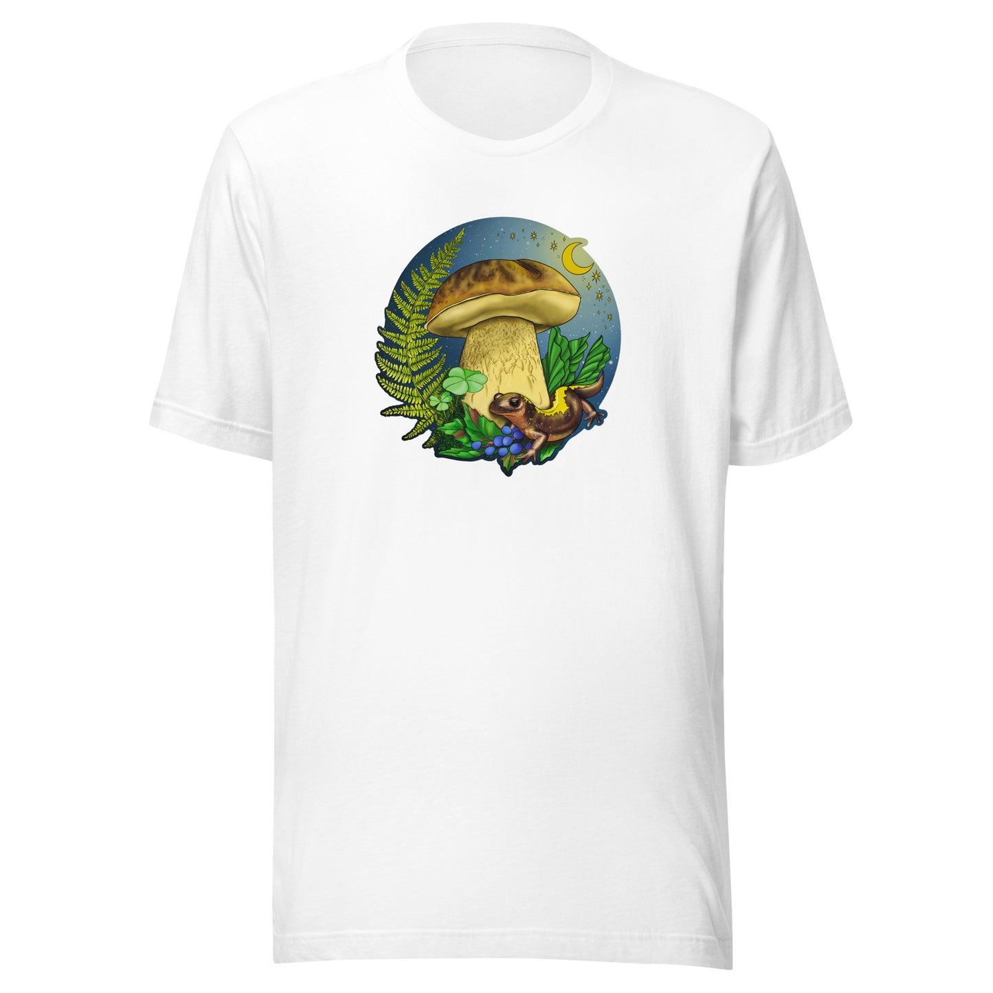 Porcini Mushroom and Salamander | Unisex t-shirt | Beautiful Mushroom Apparel