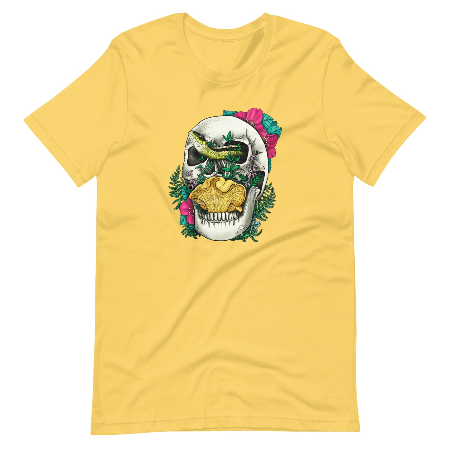 Skull, Snake and Chanterelle Mushroom | Unisex T-Shirt | Morbid Mushroom Apparel