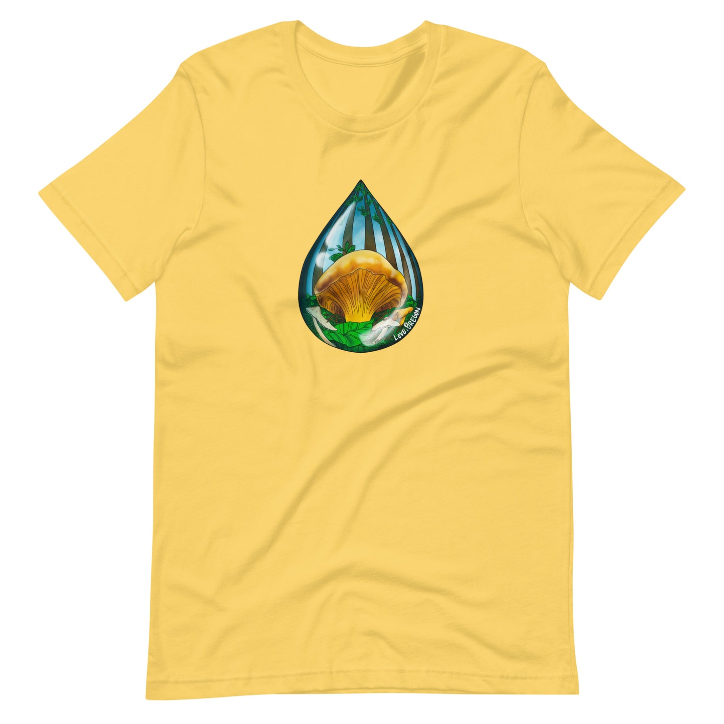 Chanterelle Raindrop | Unisex t-shirt | Love, Oregon | Beautiful Mushroom Apparel