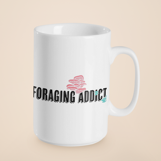 Foraging Addict | Funny Mushroom Mug | Mushroom Artwork on Ceramic Cup | 11oz/15oz Sizes