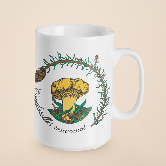 Cantharellus Roseocanus | Rainbow Chanterelle Mushroom Mug | Mushroom Artwork on Ceramic Cup | 11oz/15oz Sizes