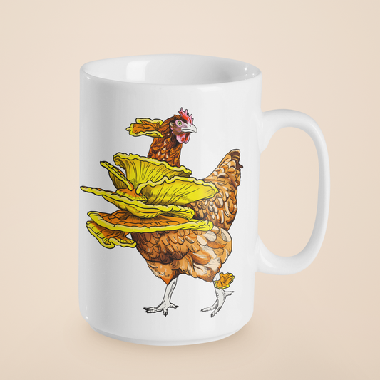 Chicken Of The Woods | Funny Mushroom Mug | Mushroom Artwork on Ceramic Cup | 11oz/15oz Sizes