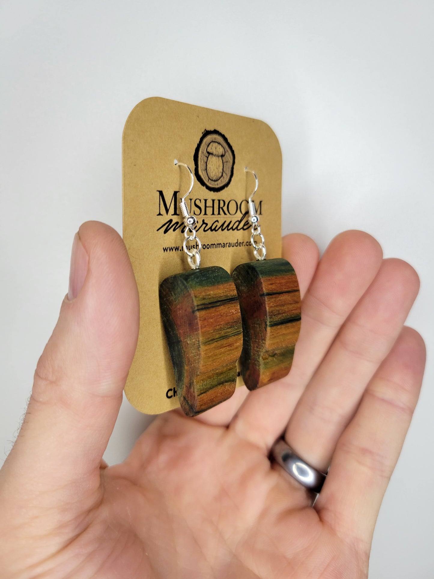 Naturally Fungus-Stained Wooden Earrings