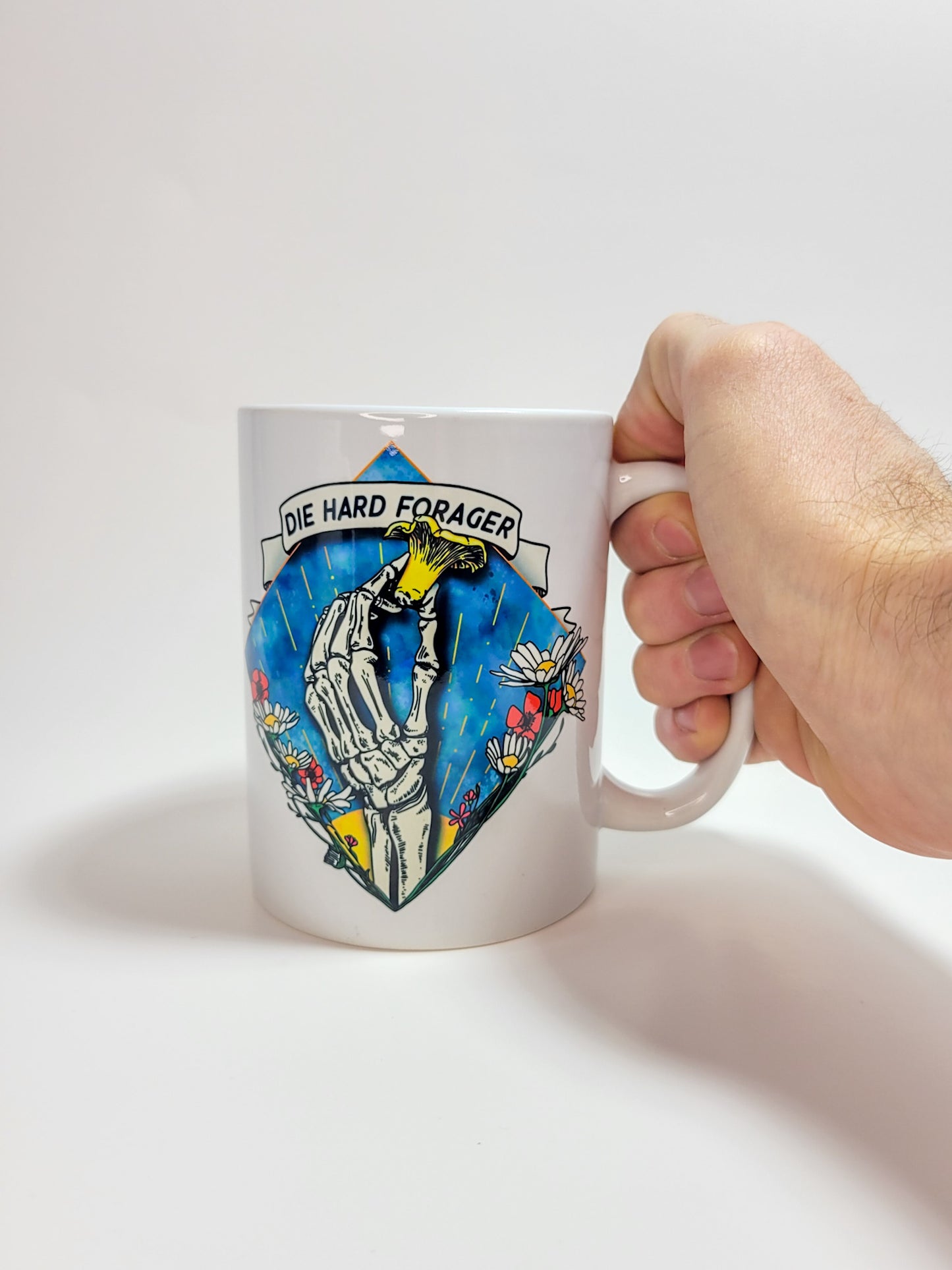 Die Hard Forager | Morbid Mushroom Mug | Mushroom Artwork on Ceramic Cup | 11oz/15oz Sizes