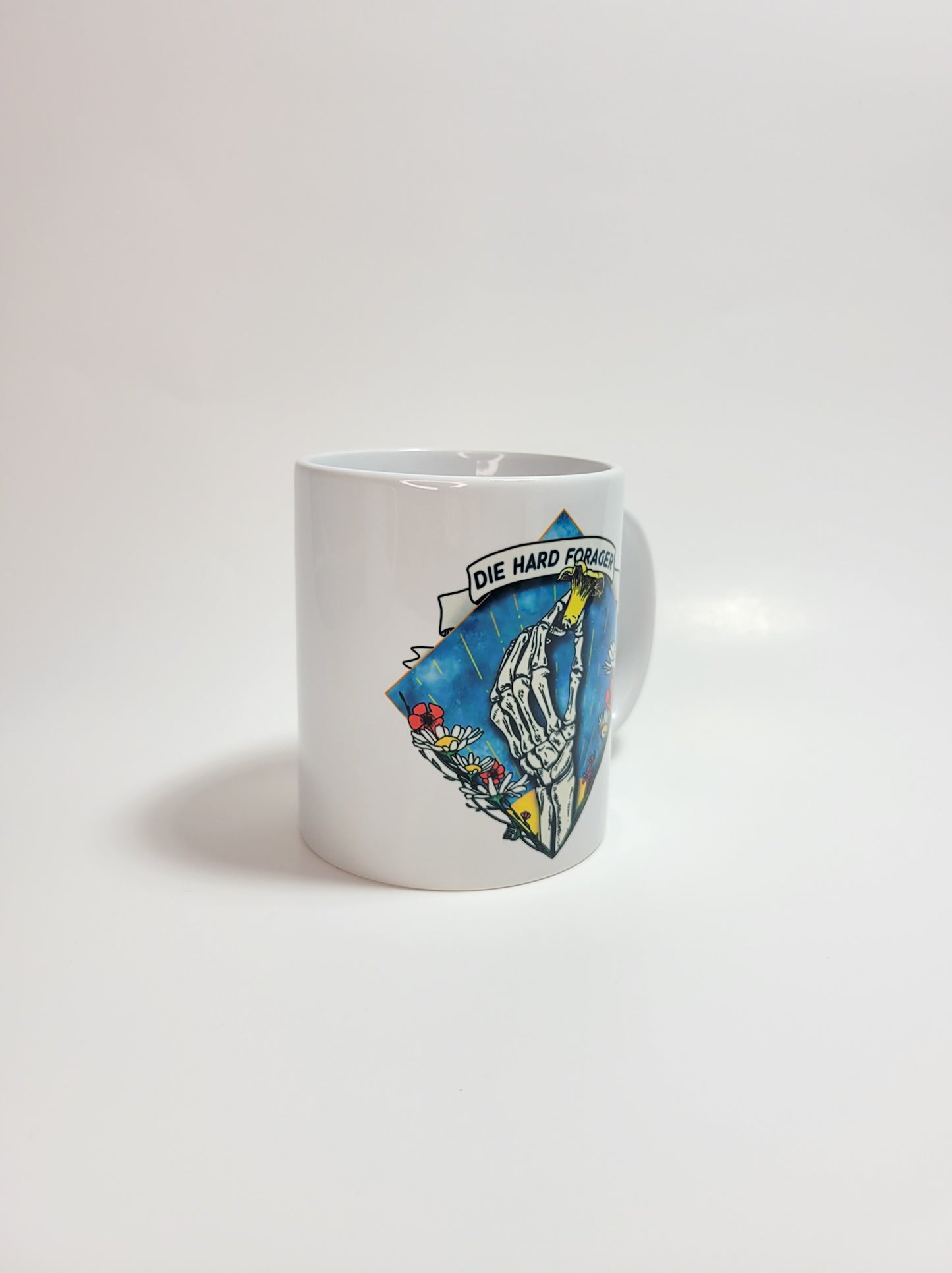 Die Hard Forager | Morbid Mushroom Mug | Mushroom Artwork on Ceramic Cup | 11oz/15oz Sizes