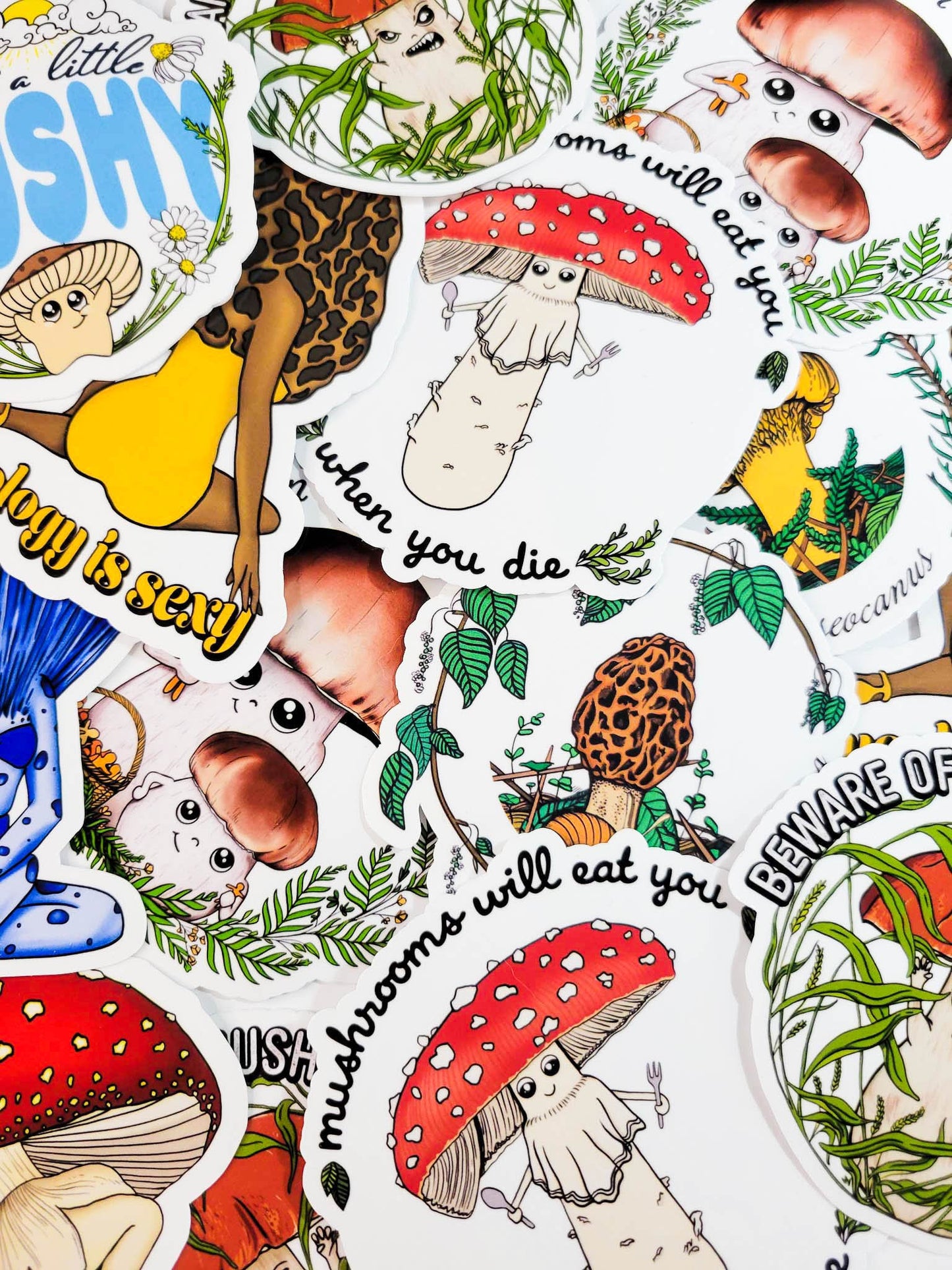 The Full Monty |  Collection of 10 Mushroom Stickers by Suzi McCrae