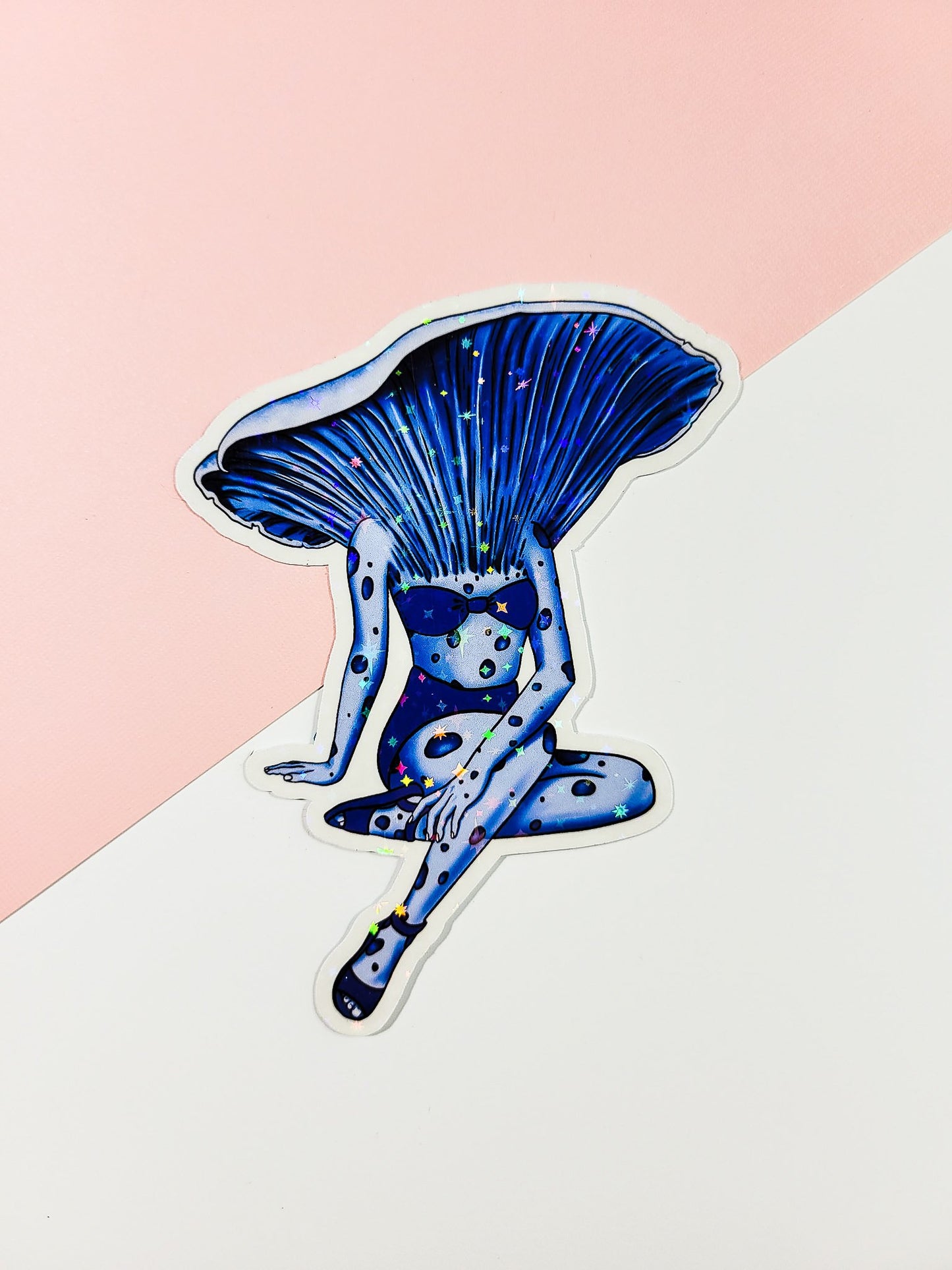 Lady Lactarius: Beauty In Blue | Mushroom Pinup Girl Sticker