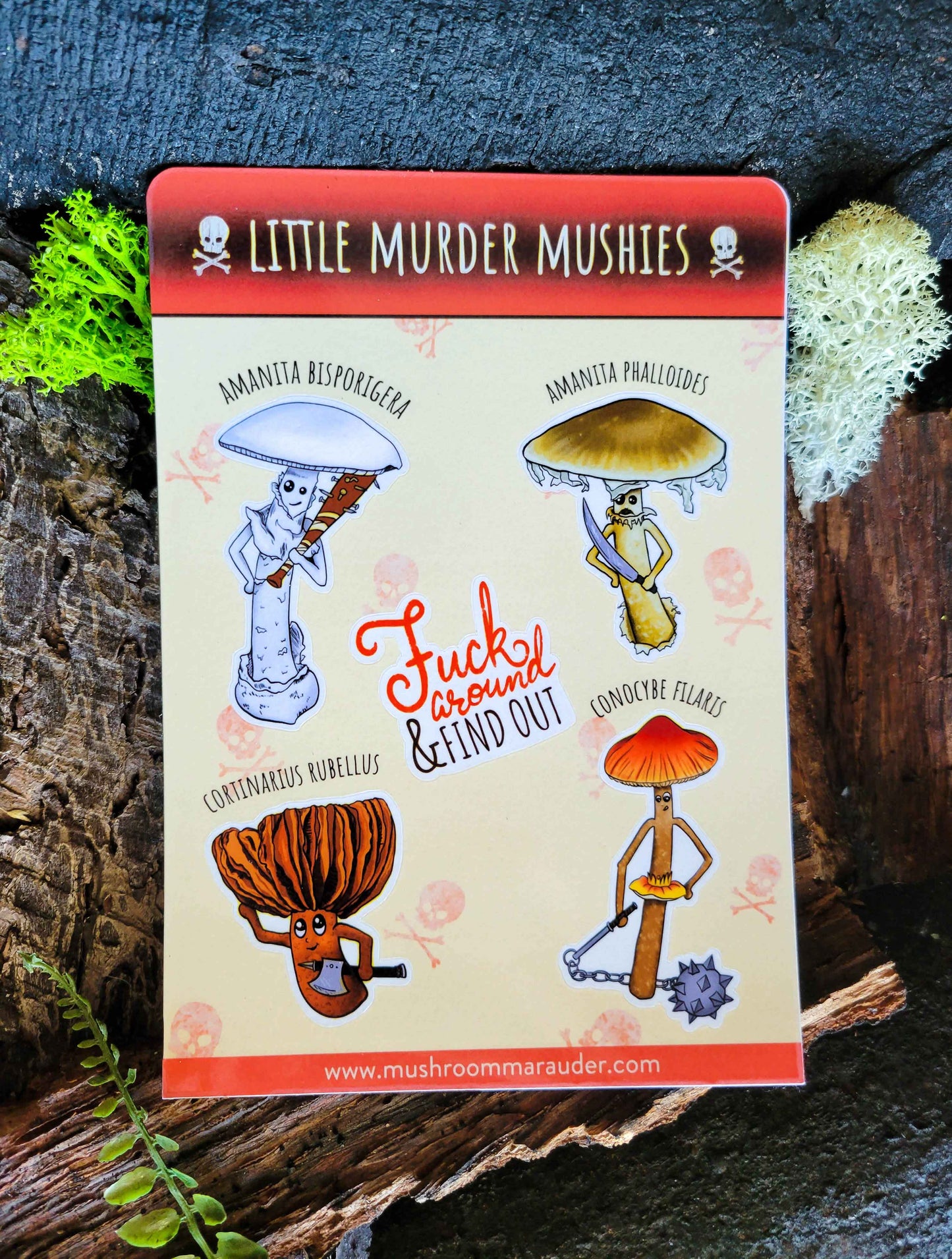 Little Murder Mushies | Sheet of 5 Stickers | Adorable Killer Mushrooms | Deadly Real-Life Fungi
