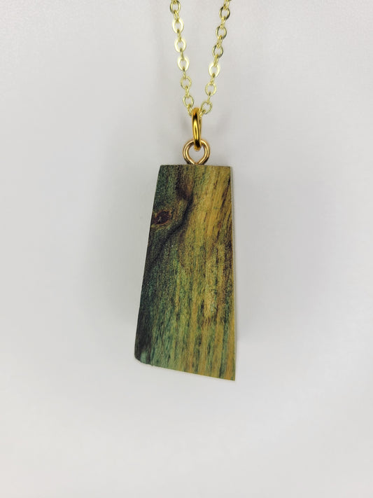 Naturally Fungus-Stained Wooden Pendant