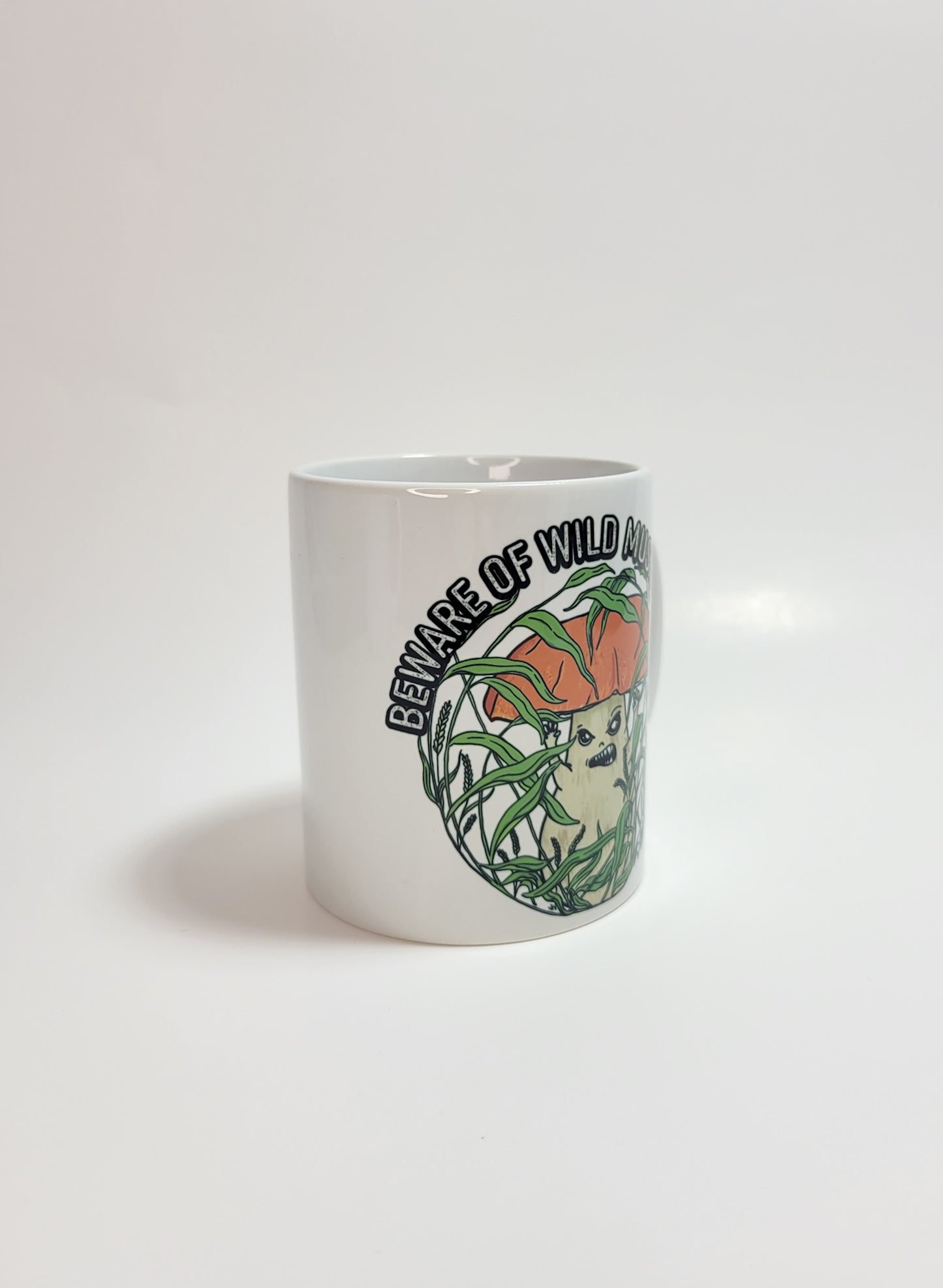 Beware Of Wild Mushrooms | Funny Porcini Mushroom Mug | Mushroom Artwork on Ceramic Cup | 11oz/15oz Sizes