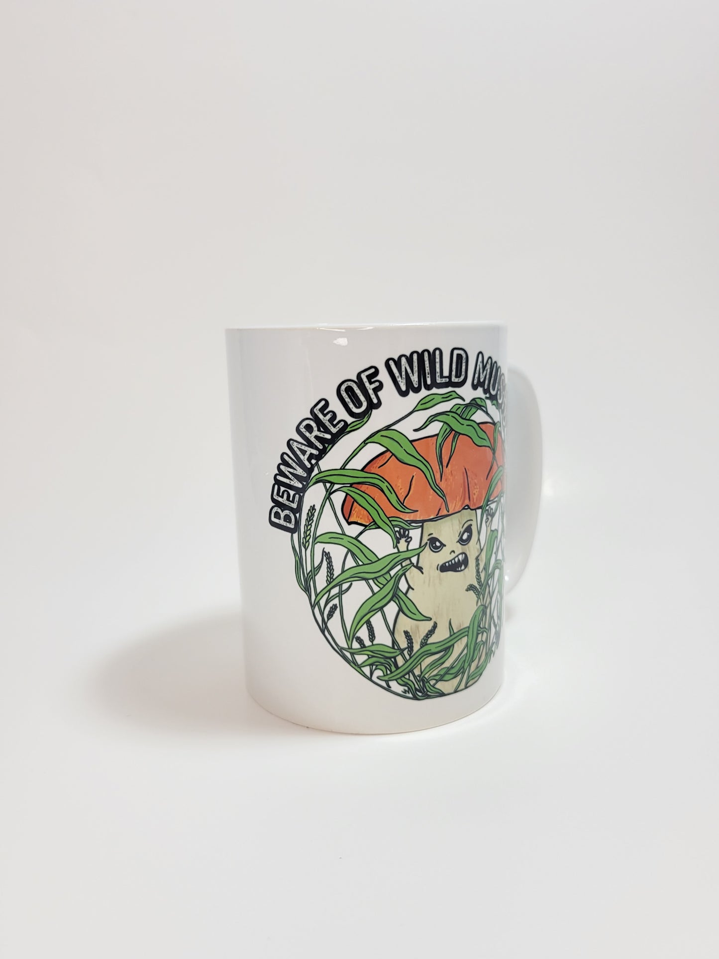 Beware Of Wild Mushrooms | Funny Porcini Mushroom Mug | Mushroom Artwork on Ceramic Cup | 11oz/15oz Sizes