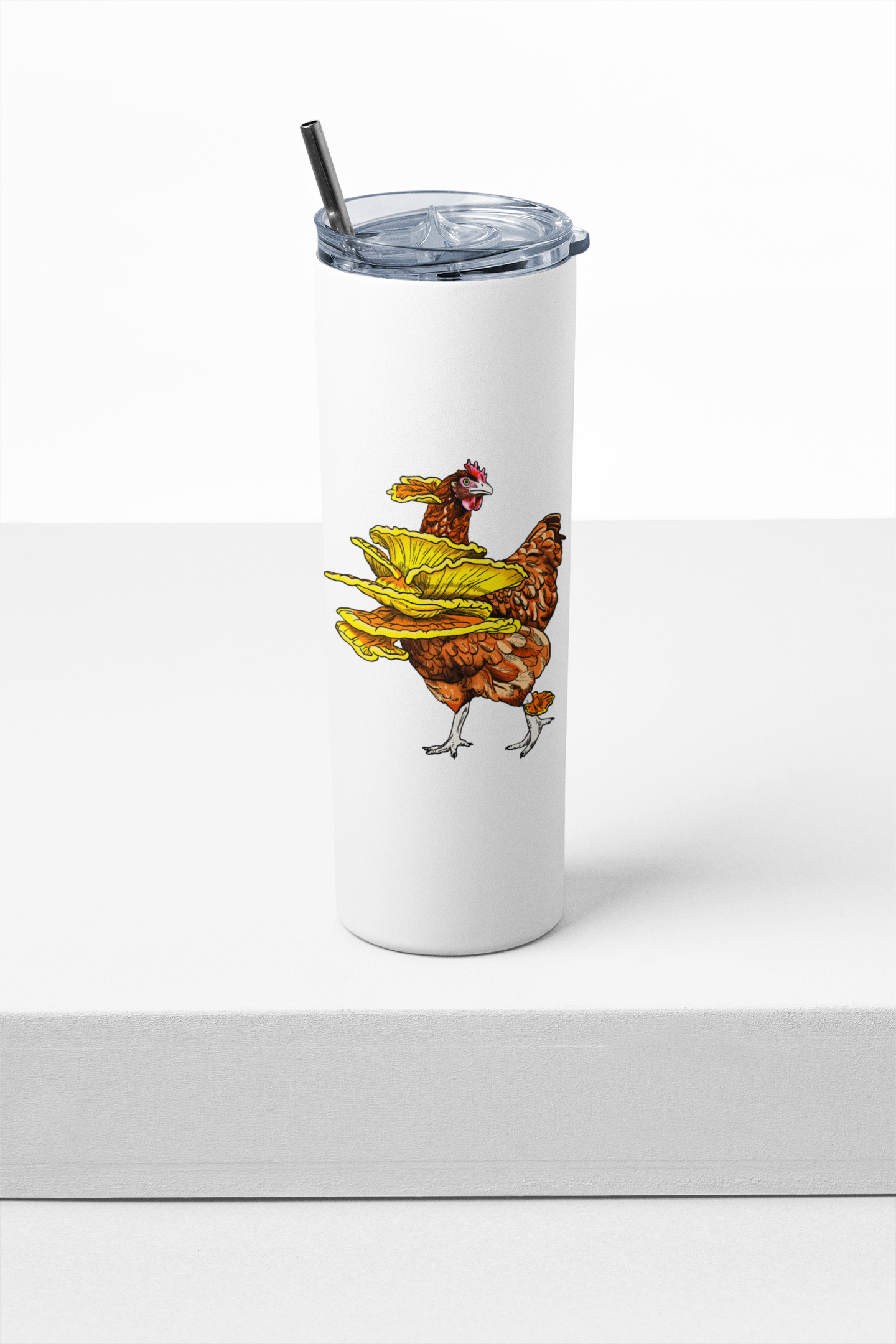 Chicken of the Woods | 20oz Stainless Steel Skinny Tumbler | Funny Mushroom Artwork