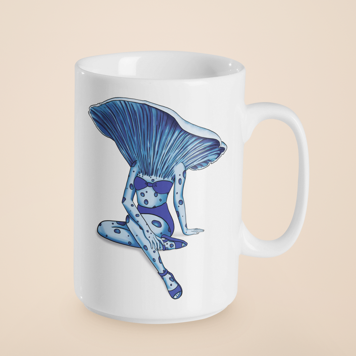 Lady Lactarius Coffee Mug | Mushroom Pinup Girl Artwork | Unique Mushroom Design on Ceramic Cup | 11oz/15oz Sizes