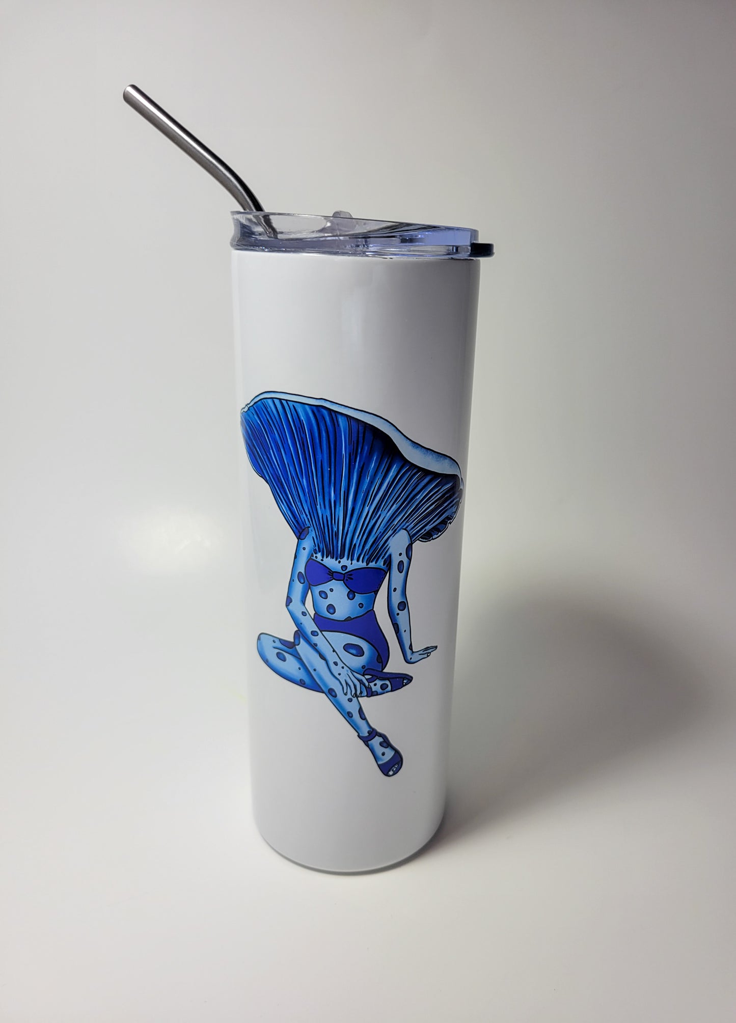 Lady Lactarius | 20oz Stainless Steel Skinny Tumbler | Mushroom Pinup Girl