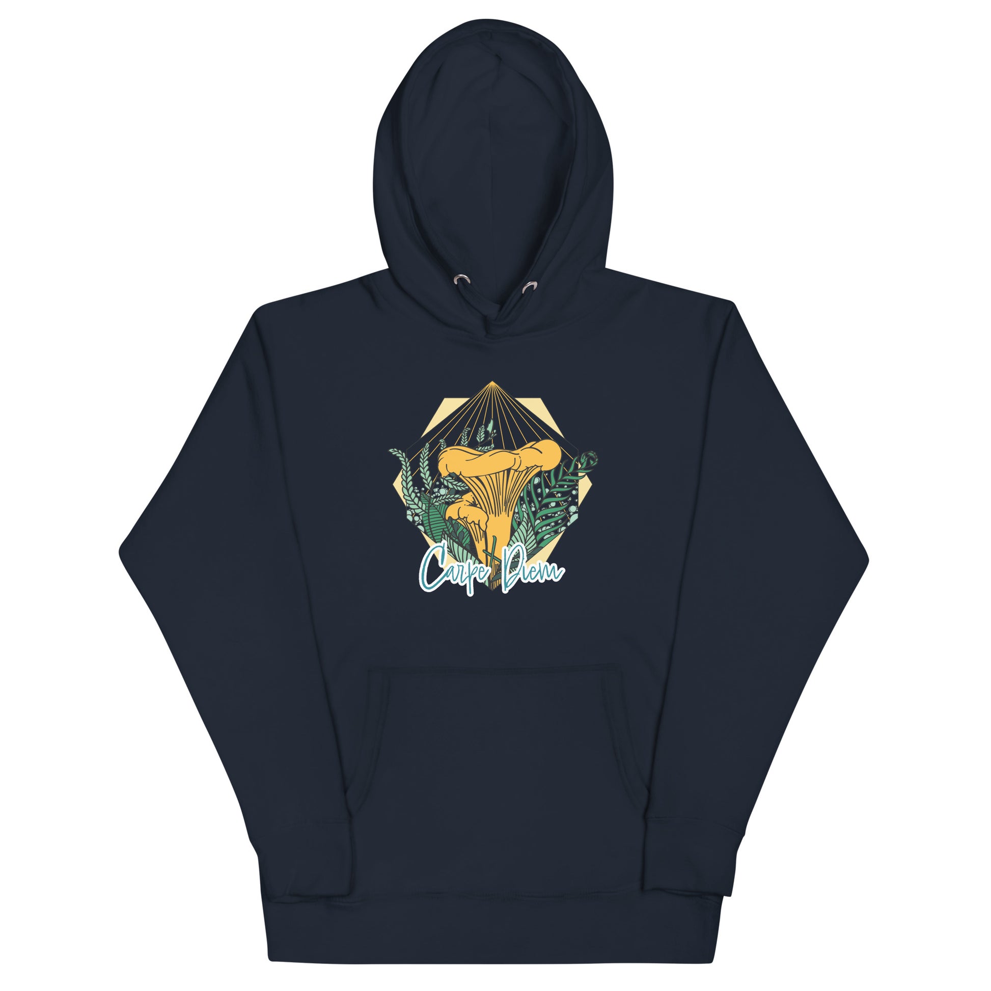 Carpe Diem Chanterelle Unisex Hoodie Realistic Mushroom