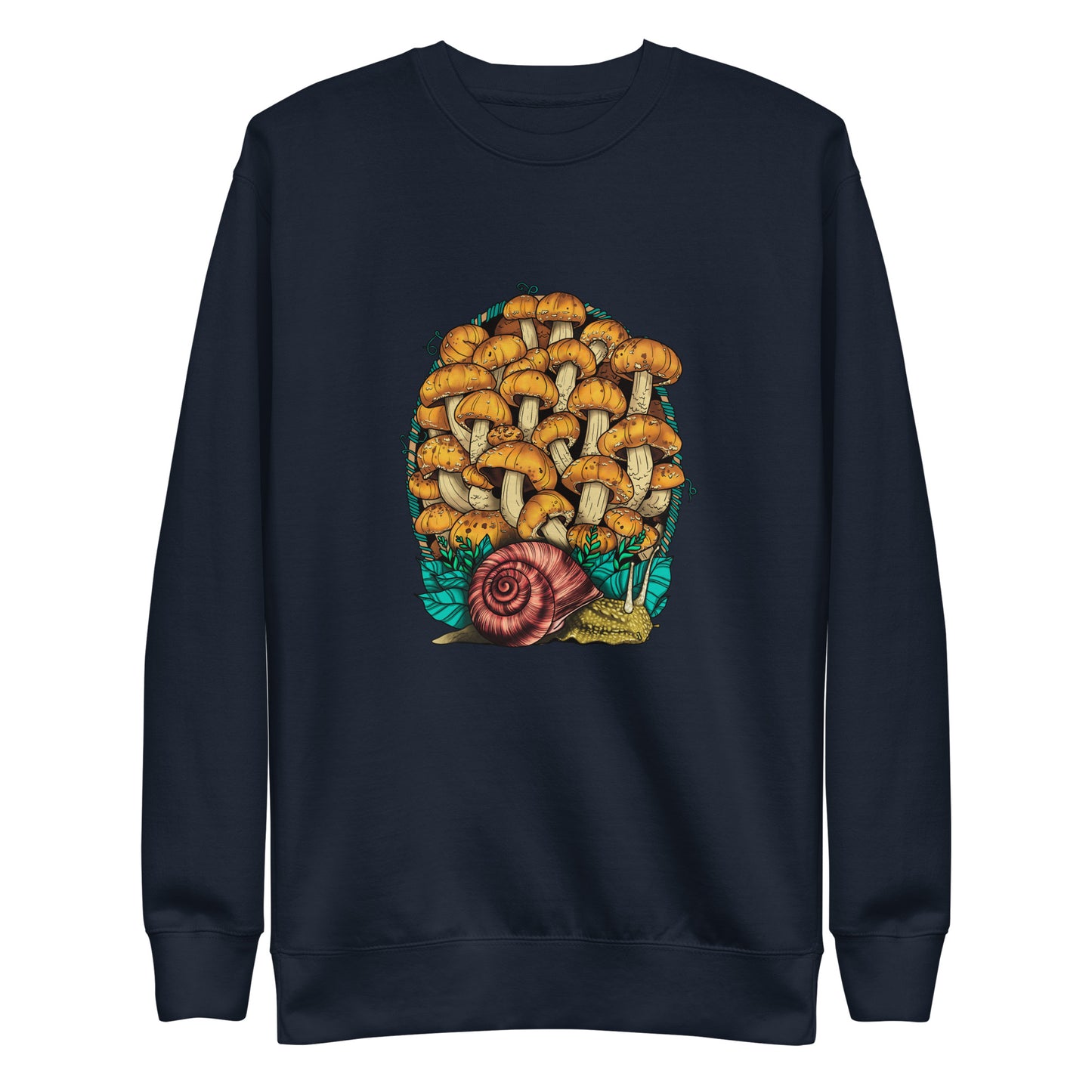 Land Snail and Chestnut Mushrooms | Unisex Sweatshirt | Cottagecore Mushroom Artwork