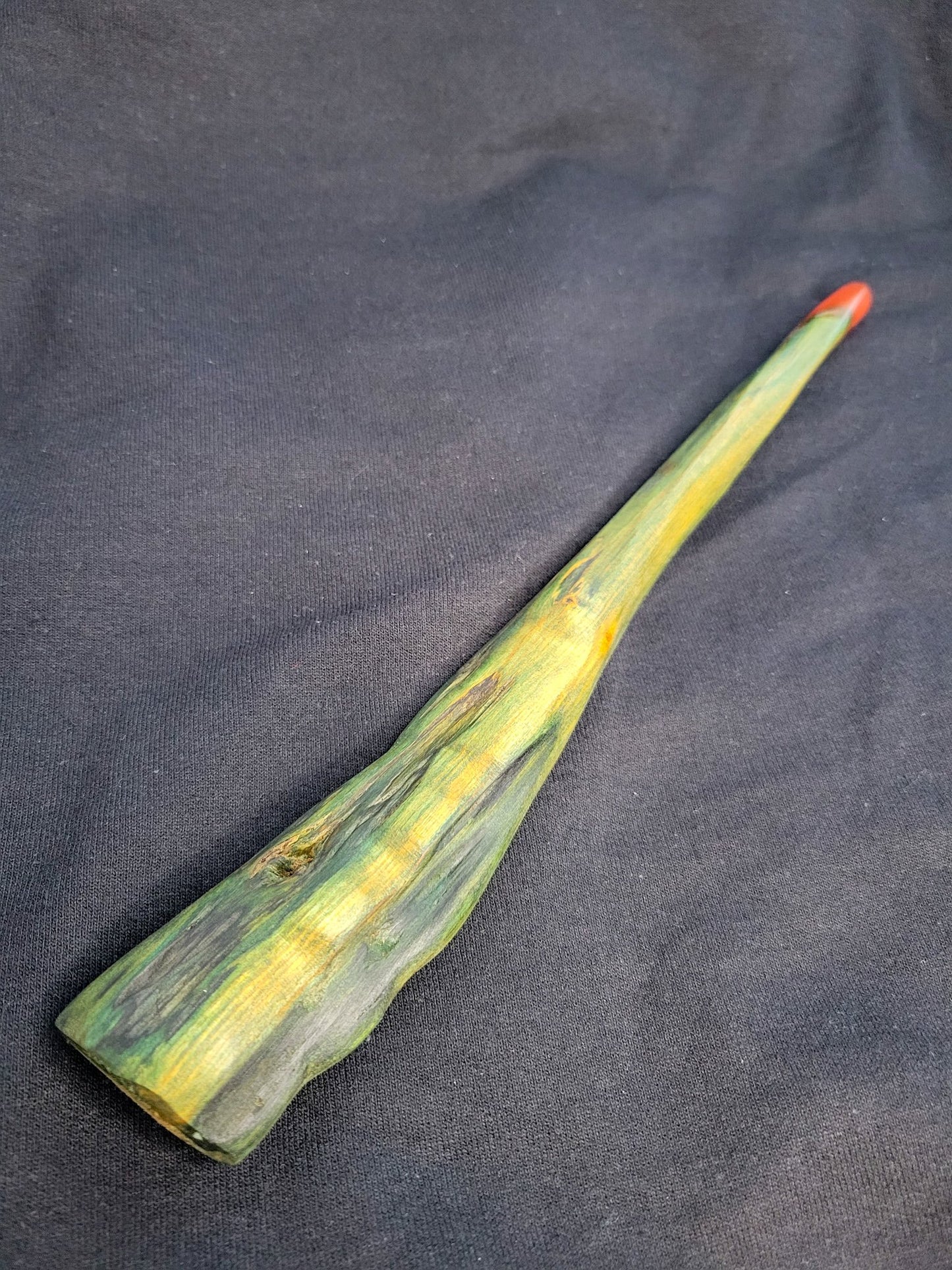 Wand Made From Chlorociboria-Stained Wood, Red Epoxy Tip